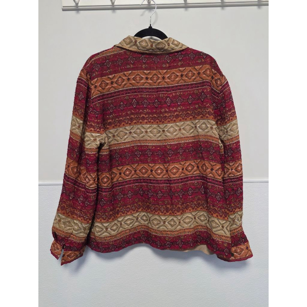 Women's Alfred Dunner Red Beige Patterned Button Down Shirt Size 18 - Picture 7 of 8